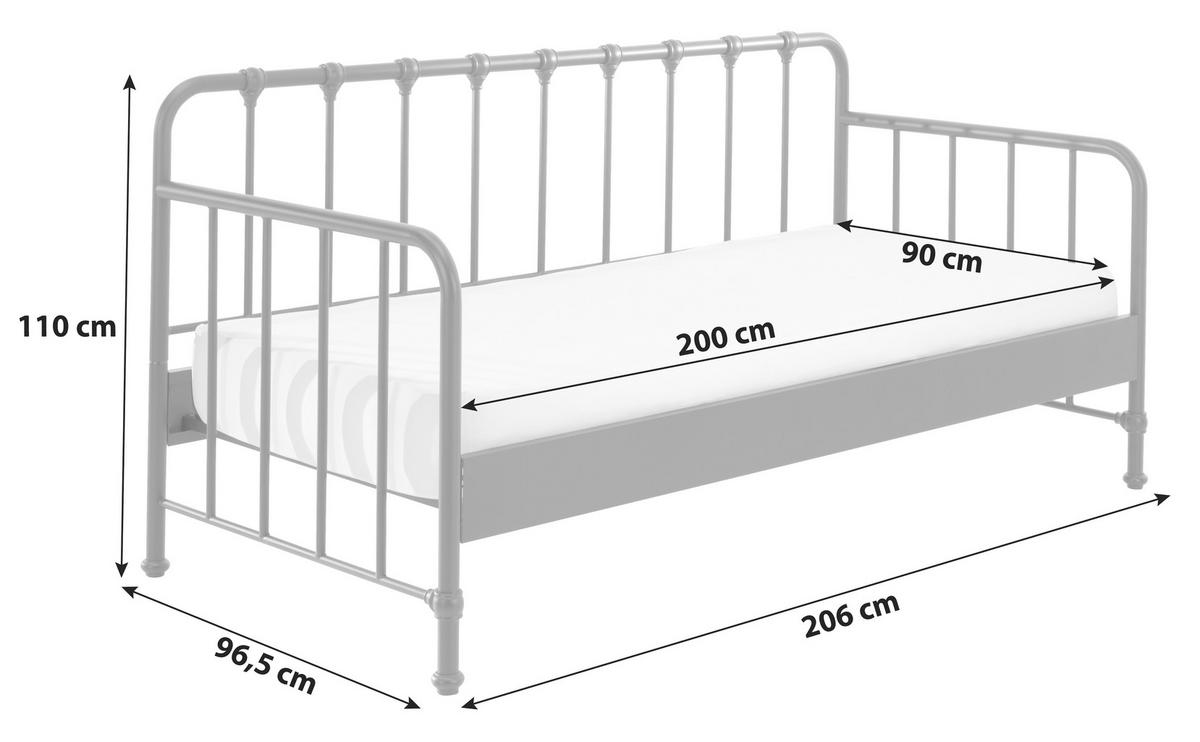Kinder-/Juniorbett Bronxx ca. 90x200 cm Schwarz Matt - Schwarz, MODERN, Holz/Metall (90/200cm) - MID.YOU
