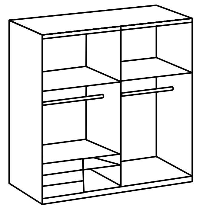 Schwebetürenschrank Level 36D ca. 200 cm Graphitfarben/Weiß - Chromfarben/Weiß Hochglanz, MODERN, Holzwerkstoff/Metall (200/216/65cm) - MID.YOU
