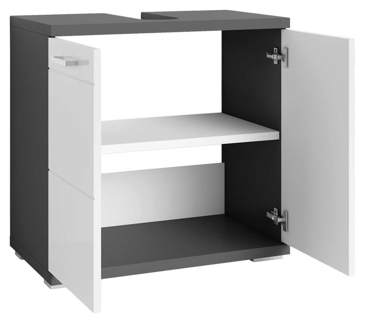 Waschbeckenunterschrank Nebras ka ca60x59x31cm Anthrazit/Weiß - Chromfarben/Weiß Hochglanz, MODERN, Holzwerkstoff/Kunststoff (60/59/31,5cm) - MID.YOU