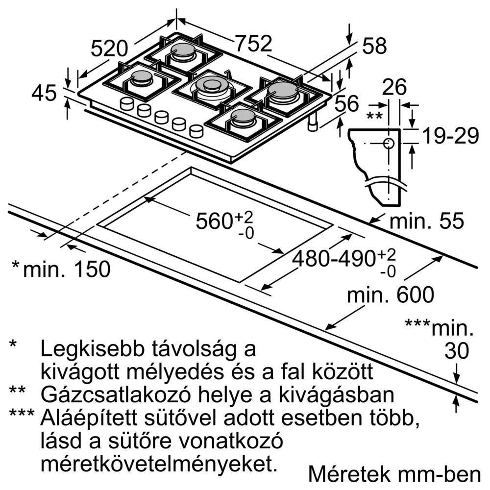 Beépíthető Gázfőzőlap Ppq7a6i40 - fekete, Modern, Üveg (75/4,5/52cm) - Bosch