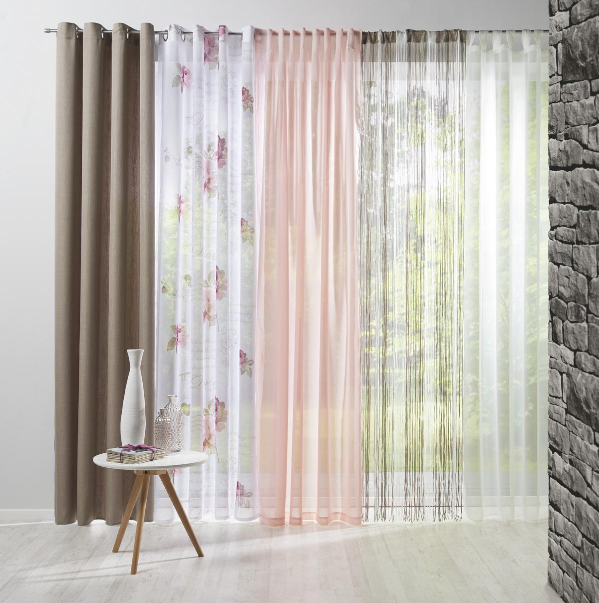 ZAVJESA S RINGOVIMA DIARY ROSE - bijela, Romantično / ladanjski, tekstil (140/245cm) - Modern Living