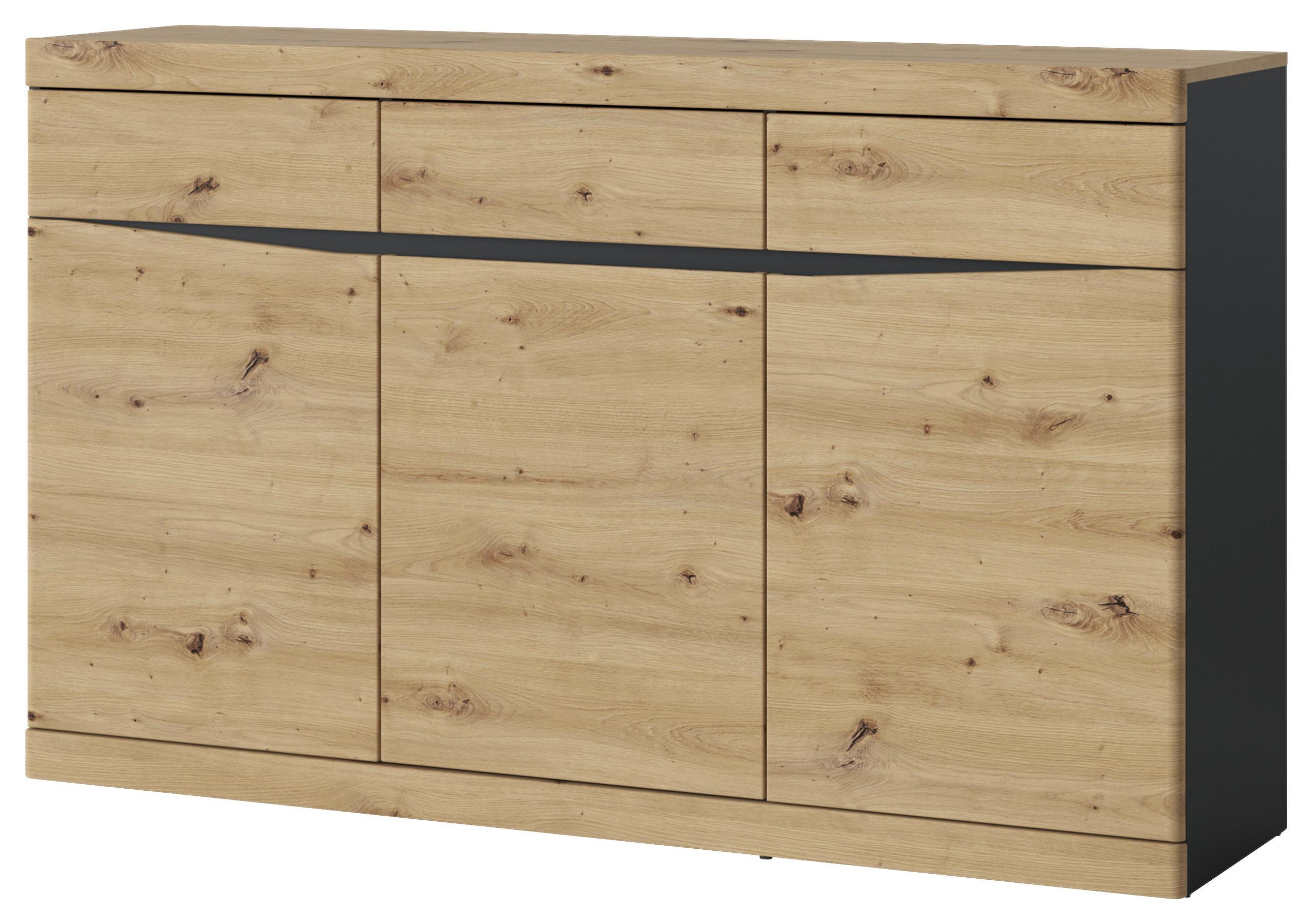 Komoda Turino - hrast Artisan/antracit, Trend, drvni materijal/plastika (150/92,1/39,9cm) - Modern Living