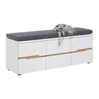 Garderobenbank Dallas Weiss/Eiche Artisan - Weiss/Schwarz, Modern, Holzwerkstoff/Textil (120/48/38cm) - Mömax