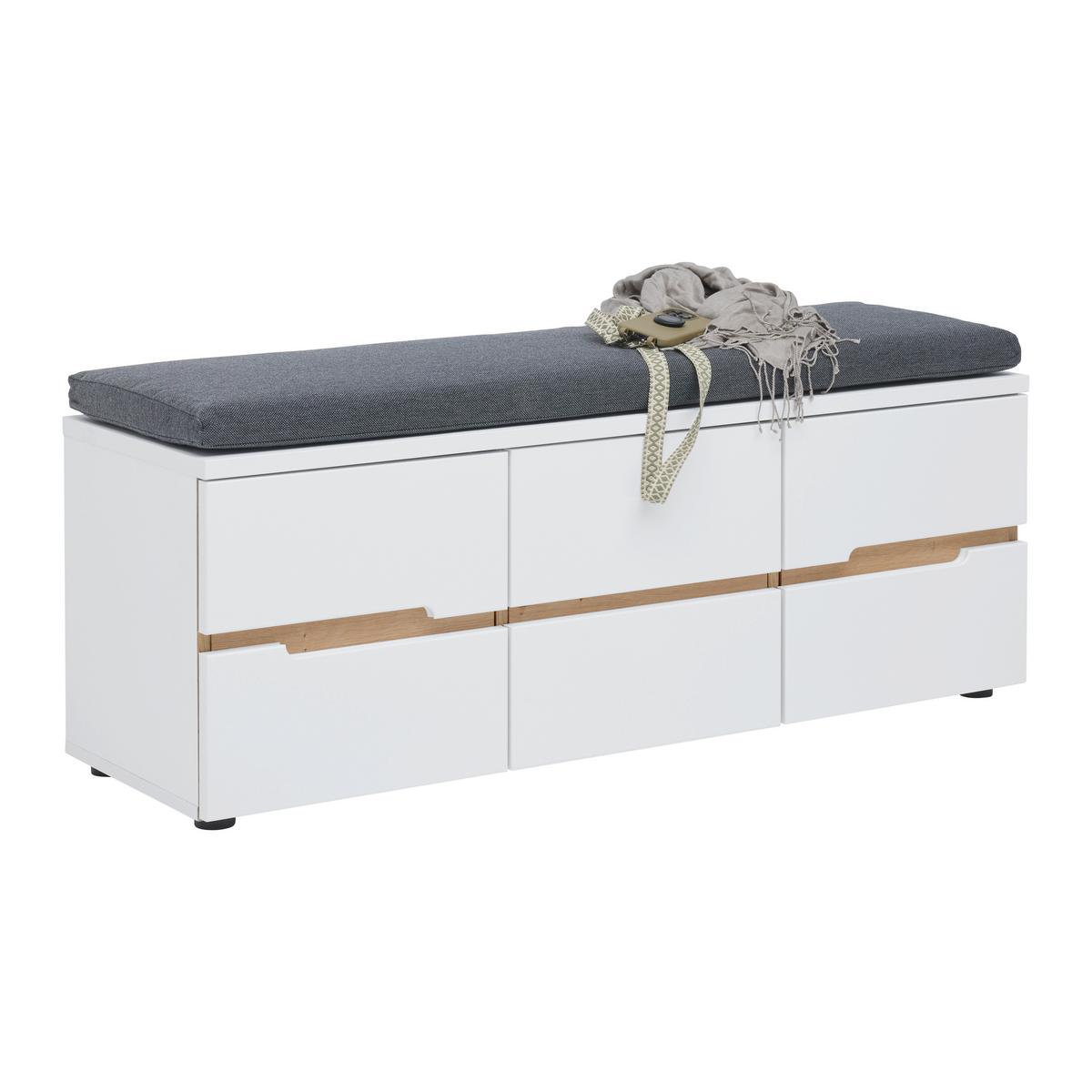 Garderobenbank Dallas Weiss/Eiche Artisan - Weiss/Schwarz, Modern, Holzwerkstoff/Textil (120/48/38cm) - Mömax