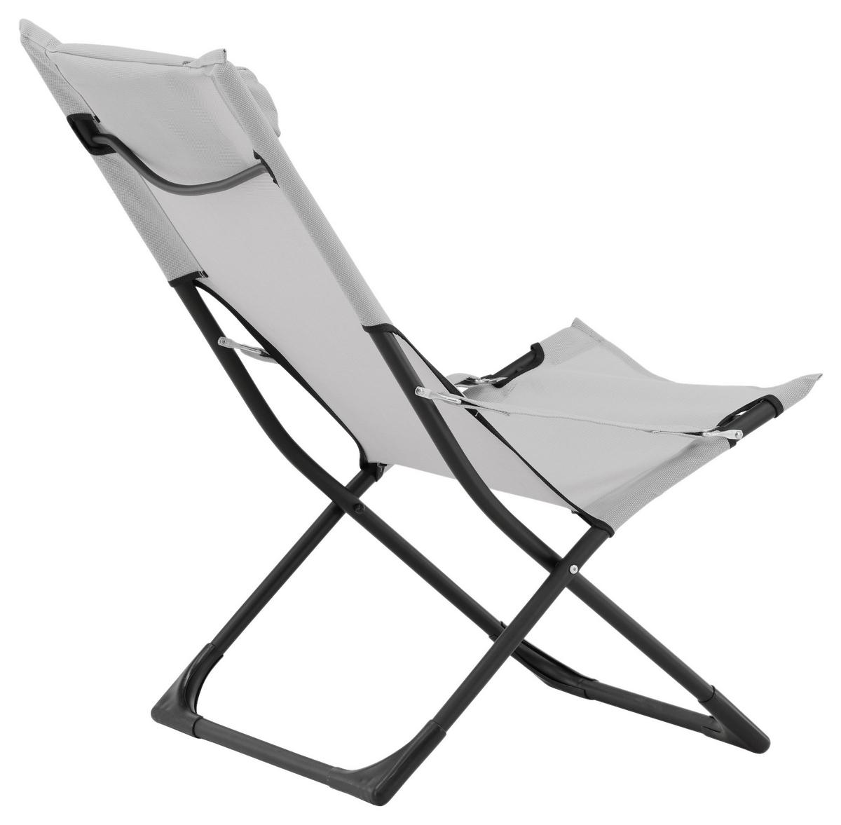 STRANDSTUHL SEVILLE - Schwarz/Grau, KONVENTIONELL, Textil/Metall (63/89/84cm) - Gardenson