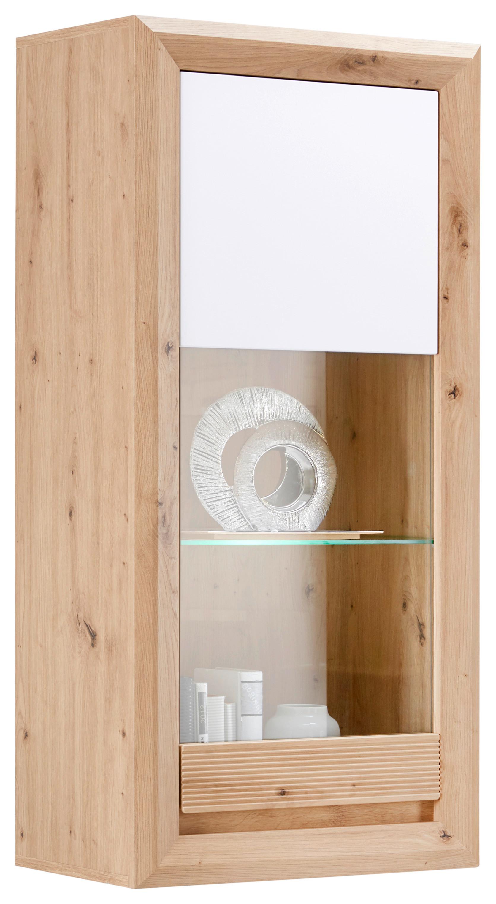 Vitrina Kashmir New - črna/barve hrasta, Moderno, steklo/leseni material (57/119/36cm) - Zandiara