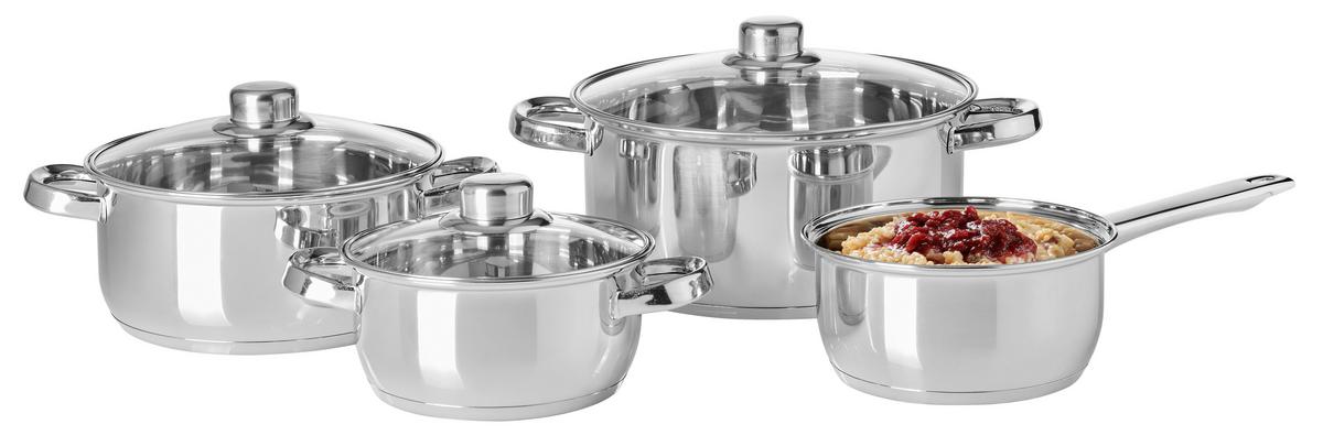 ZESTAW GARNKÓW OLAV - kolor stalowy/przejrzysty, Basics, metal/szkło - Homeware Profession.