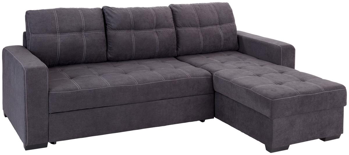 Sedežna Garnitura Mediolan, Z Ležiščem - temno siva/črna, Design, umetna masa/tekstil (240/160cm) - Mömax