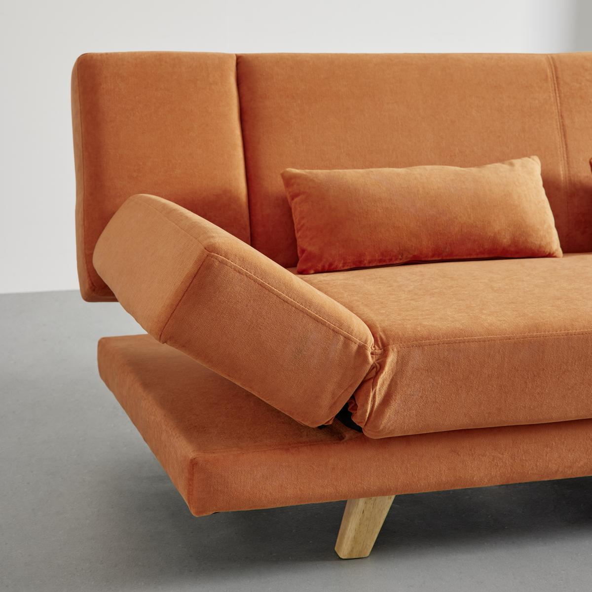 canapé-lit orange, "Funky" - Orange/Naturfarben, Modern, Holz/Textil (183/73/79cm) - Bessagi Home
