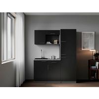 Küchenblock Oliver m. Geräten Schwarz - Schwarz/Grau, Trend, Holzwerkstoff/Metall (160cm) - Respekta