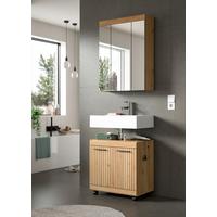 Badezimmer Scout Eiche Artisan 2-teilig - Schwarz/Eiche Artisan, Trend, Glas/Holzwerkstoff (60cm) - MID.YOU