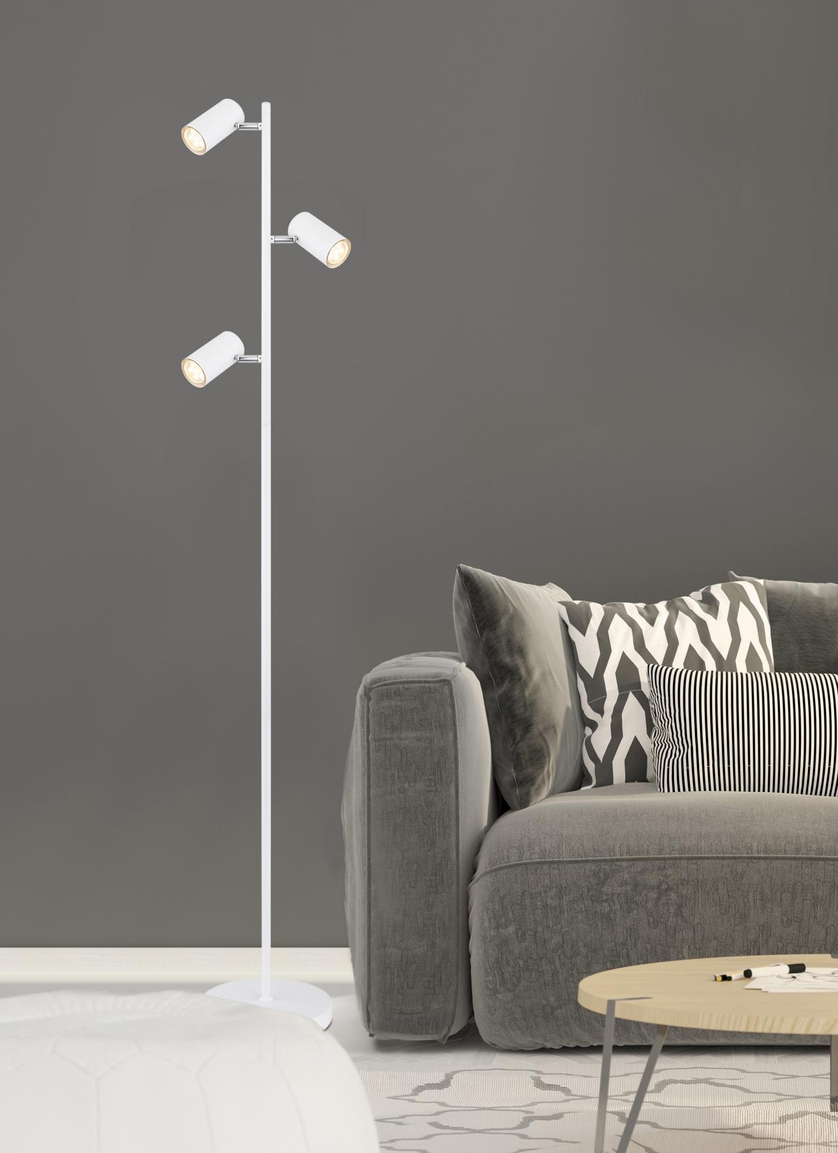 lampadaire 57910SW - Weiss, Design, Metall (25/23/154cm) - Globo