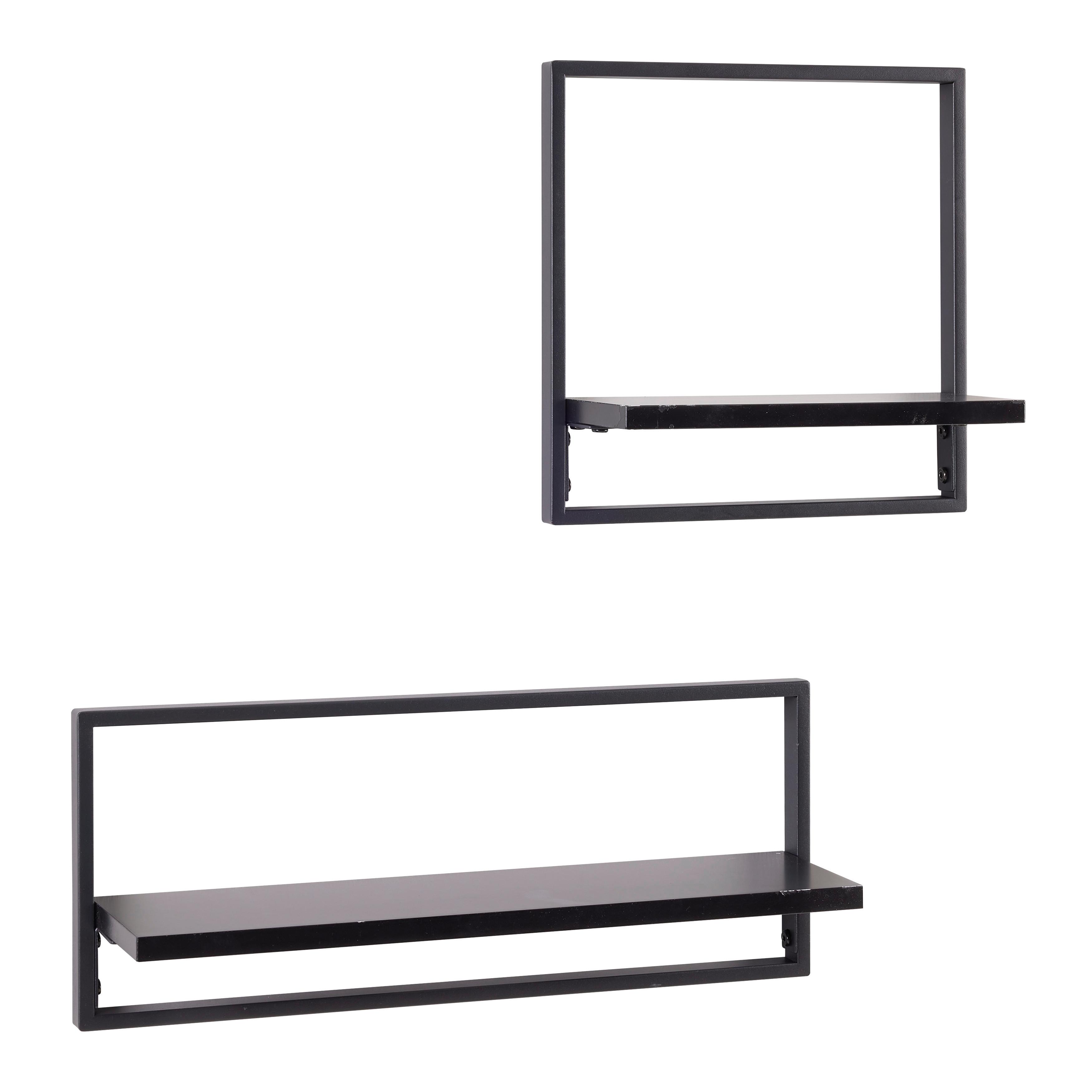 VÄGGHYLLPLAN SET ALFI -EXKLUSIV- -SB- - svart, Modern, metall/trämaterial (50/30/20/30/12/12cm) - Mömax