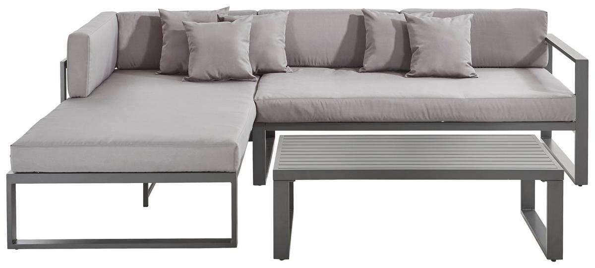 KOMPLET MEBLI TARASOWYCH AMORE - antracytowy/szary, Modern, metal/tkanina (180/248cm) - Ambia Garden