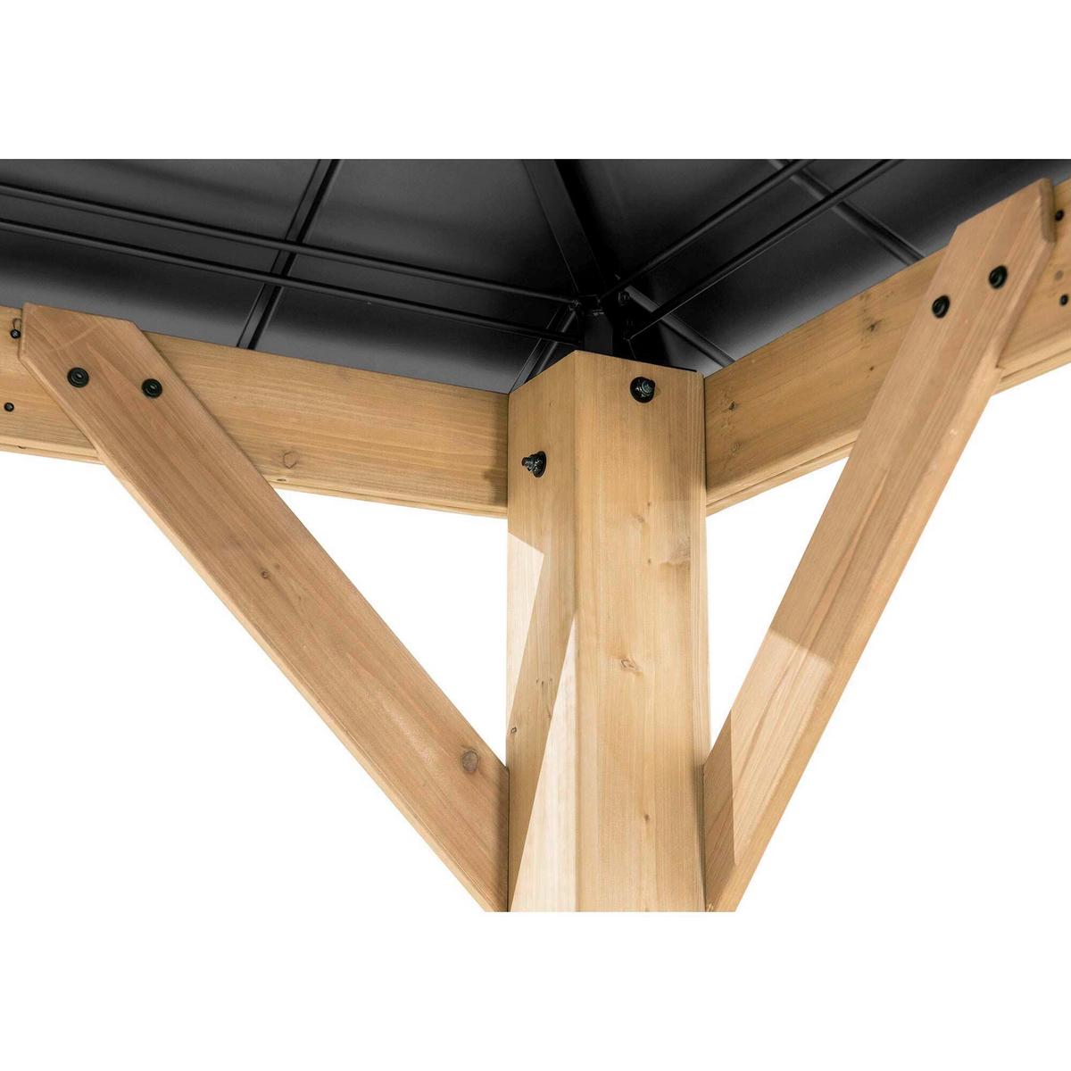 Pavillon Gazebo Bruri Anthrazit Echtholz - Anthrazit, Basics, Kunststoff/Metall (393,5/286,5/335,5cm) - Modante