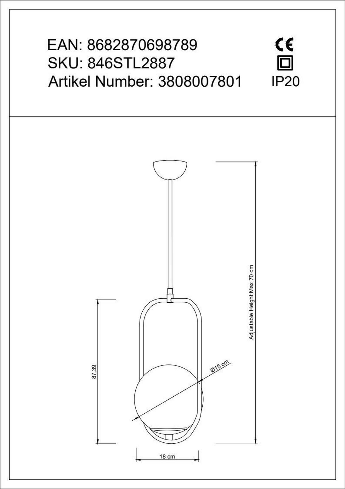 LAMPA SUFITOWA 3808007801 - biały/kolor miedziany, Trend, metal (70/18/18cm) - P & B