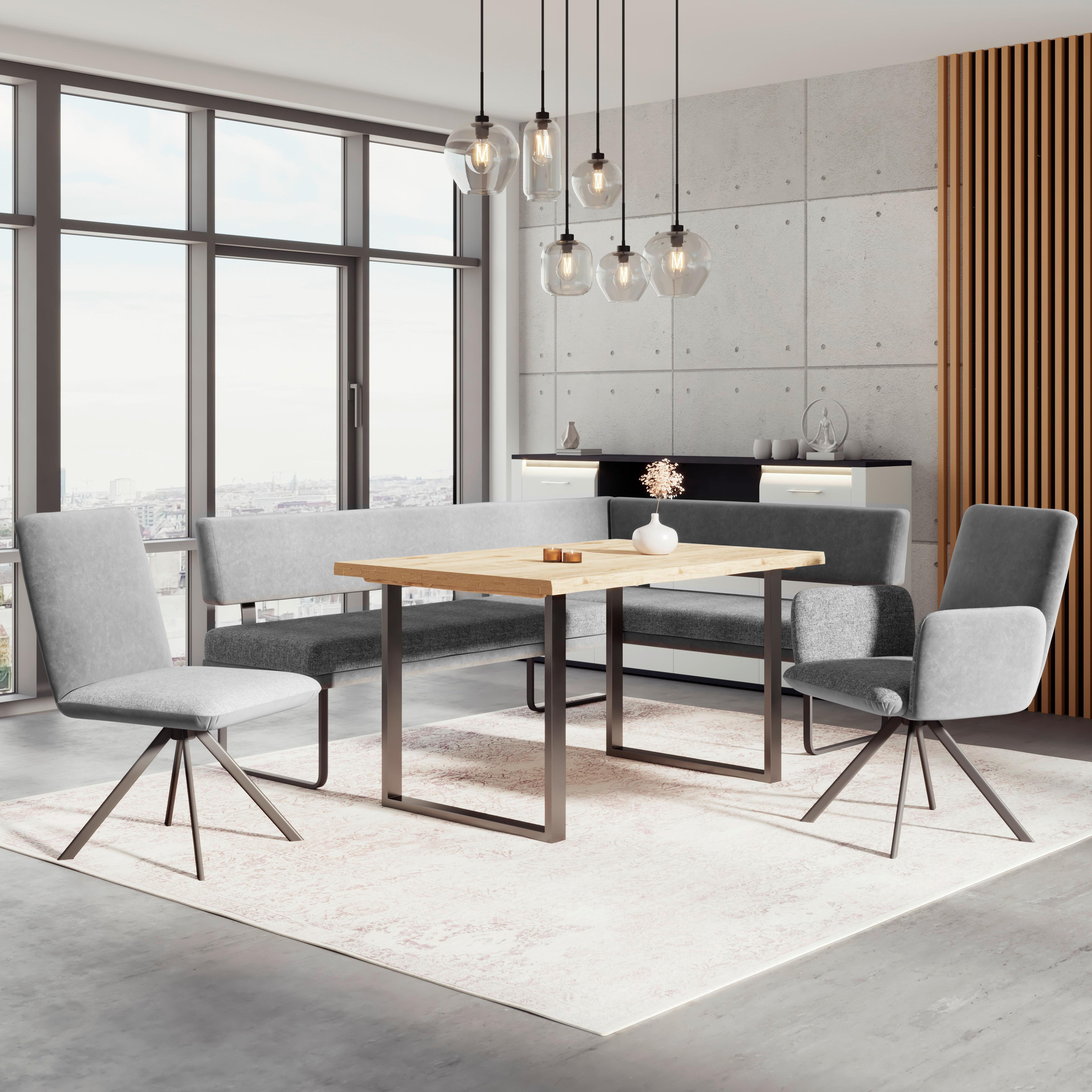 Masă WOOD 160 - culoare natur/negru, Konventionell, lemn/metal (160/75/90cm) - Modern Living