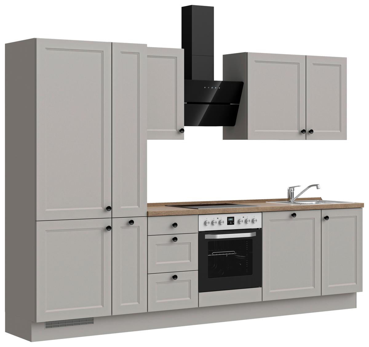 Küchenblock Cascada High m. Geräten Grau - Eiche dunkel/Schwarz, MODERN, Holzwerkstoff/Metall (300cm) - Nobilia