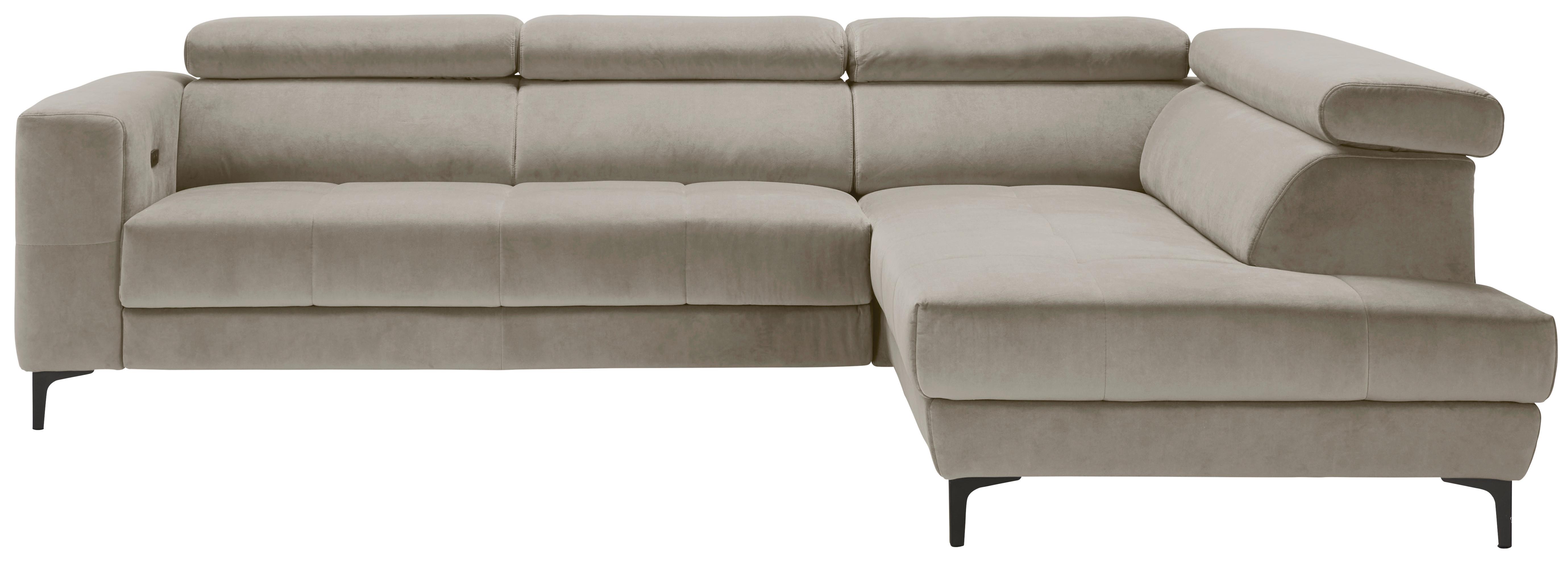 Ecksofa Emma rechts Beige - Beige/Schwarz, MODERN, Textil (301/210cm) - Premium Living