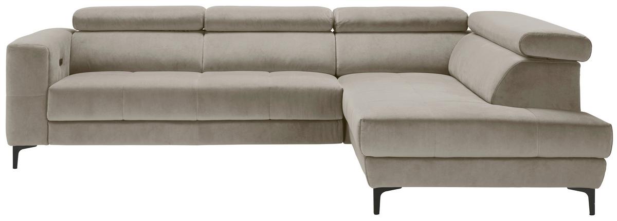 Ecksofa Emma rechts Beige - Beige/Schwarz, MODERN, Textil (301/210cm) - Premium Living