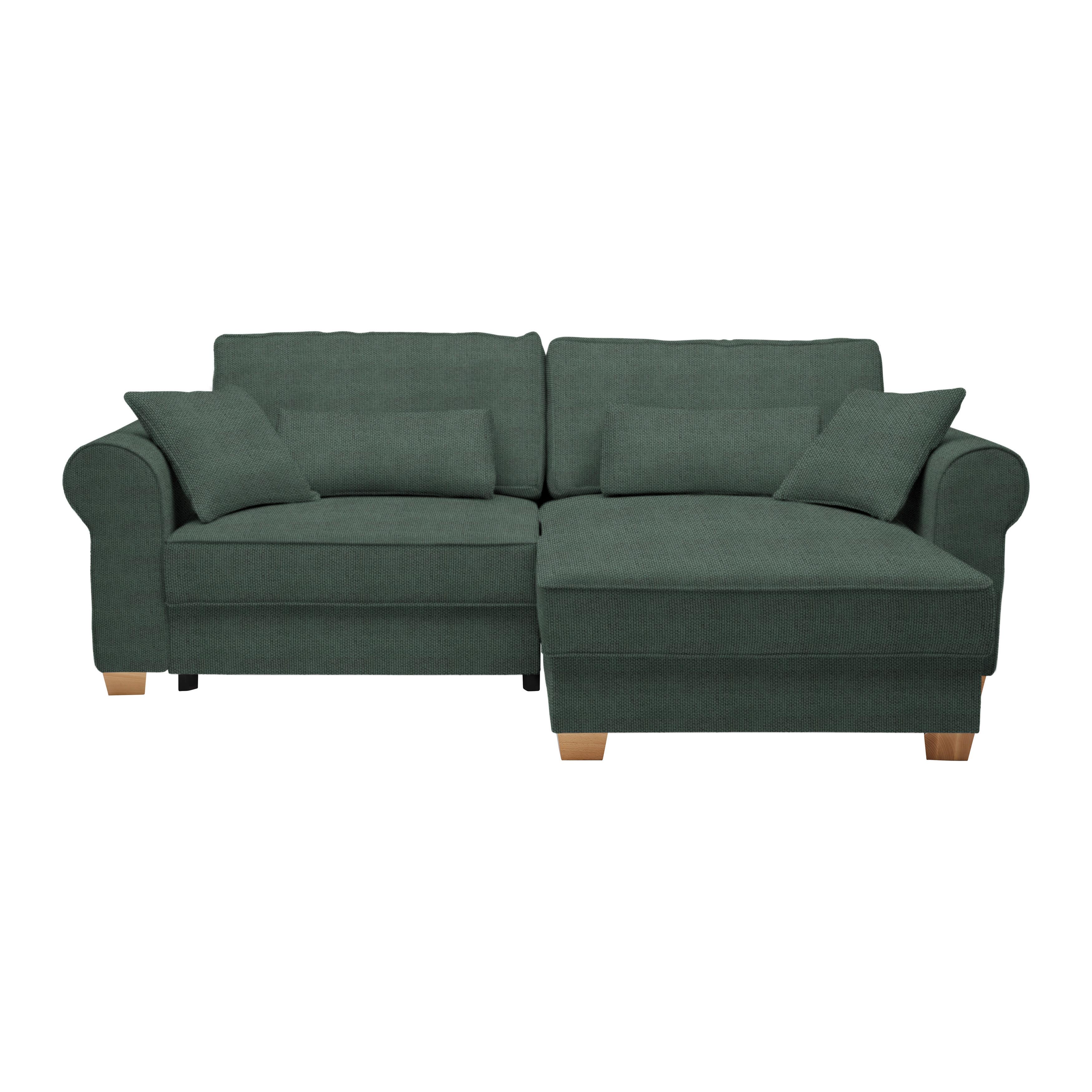 Wohnlandschaft Angelo Dunkelgrün - Dunkelgrün, MODERN, Holz/Holzwerkstoff (255/92/185cm) - Mömax