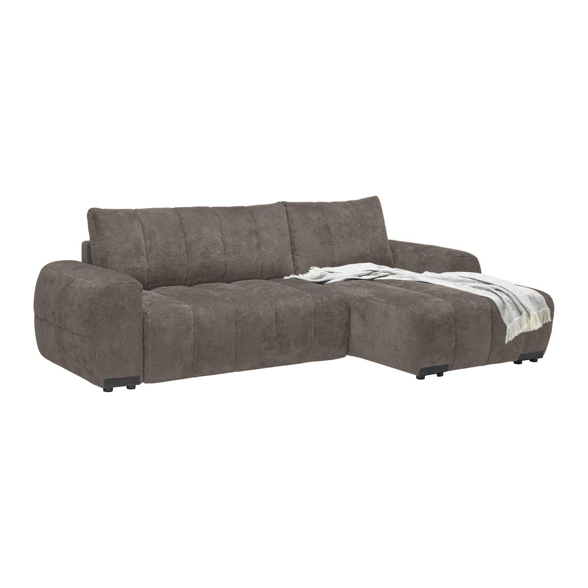 Wohnlandschaft Bolonia Graubraun - Schwarz Hochglanz/Graubraun, MODERN, Textil/Metall (273/93/166cm) - Mömax