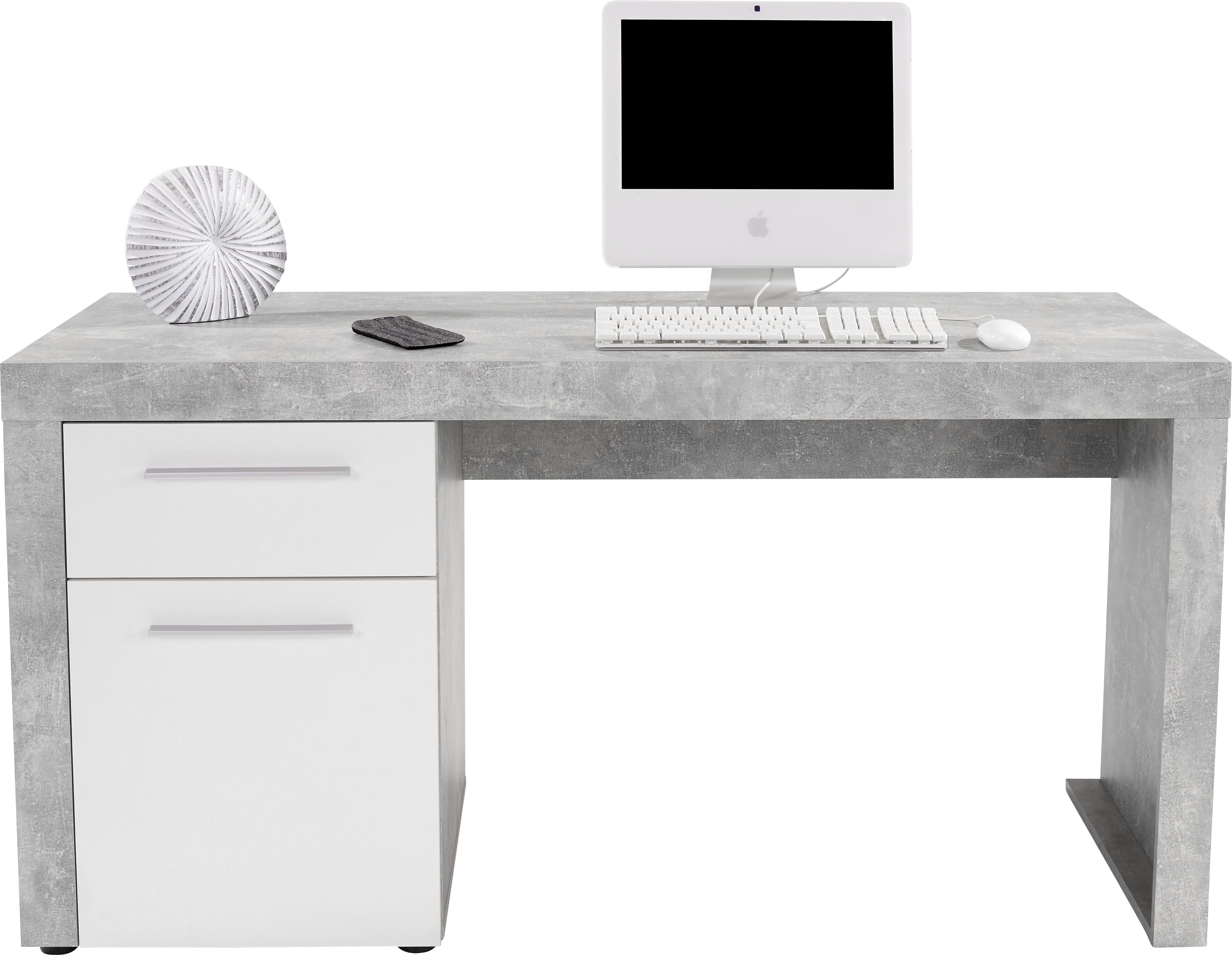 Masă de birou Focus - alb/gri, Modern, lemn (148,9/75,5/60cm)