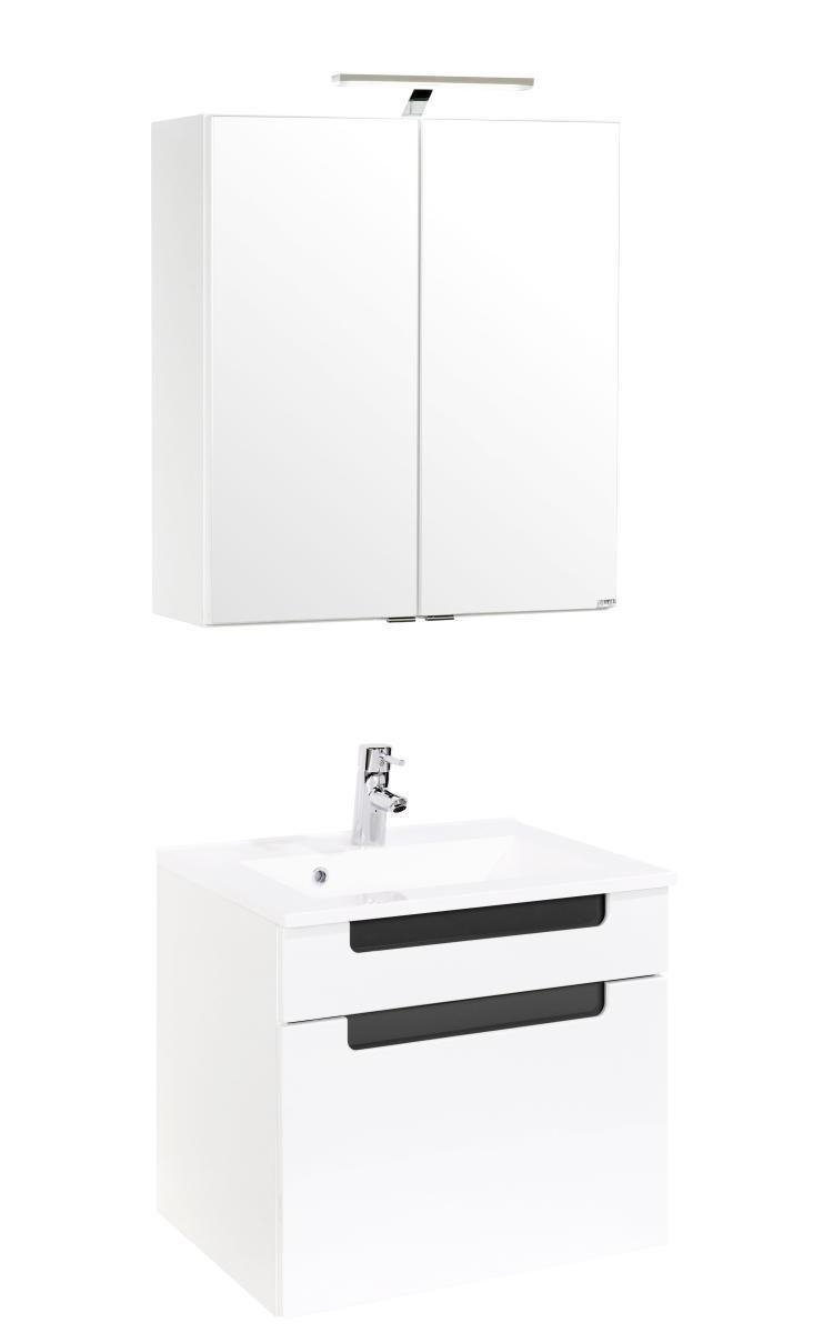 Badezimmer in Weiss/ Anthrazit 'Siena' - Anthrazit/Weiß, MODERN, Holzwerkstoff/Stein (60cm) - Held
