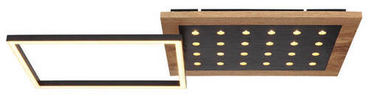 LED-Deckenleuchte Jimbo in Schwarz/Opal max. 24 Watt - Dunkelbraun/Opal, Natur, Holzwerkstoff/Kunststoff (63,5/27/8,5cm) - Globo