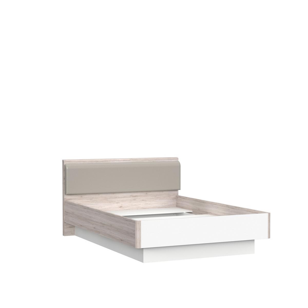 Postelja Rondino, Barva Hrasta, Bela, 140x200 - barve hrasta/bela, Design, umetna masa/leseni material (140/200cm) - Carryhome