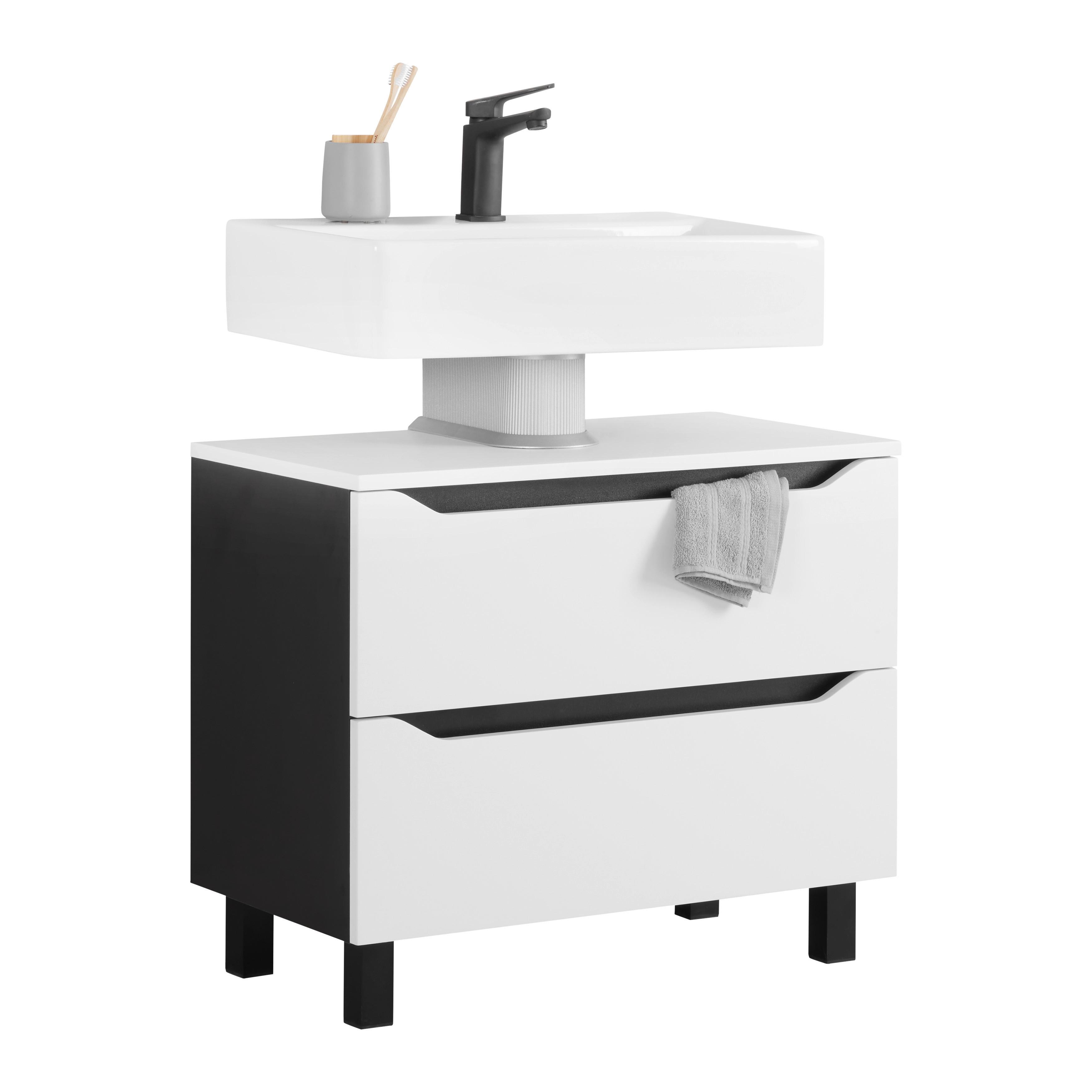 Waschbeckenunterschrank Wave II in Schwarz/Weiß - Schwarz/Weiß, MODERN, Holzwerkstoff (70/60/40cm) - Mömax