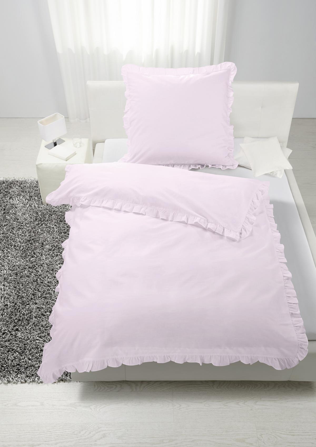 Bettwäsche Rüschen Rosa ca. 135x200cm - Rosa, ROMANTIK / LANDHAUS, Textil (135/200cm) - Zandiara