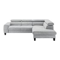Wohnlandschaft Malibu Hellgrau Webstoff - Hellgrau, MODERN, Holz/Textil (249/88/207cm) - Bessagi Home
