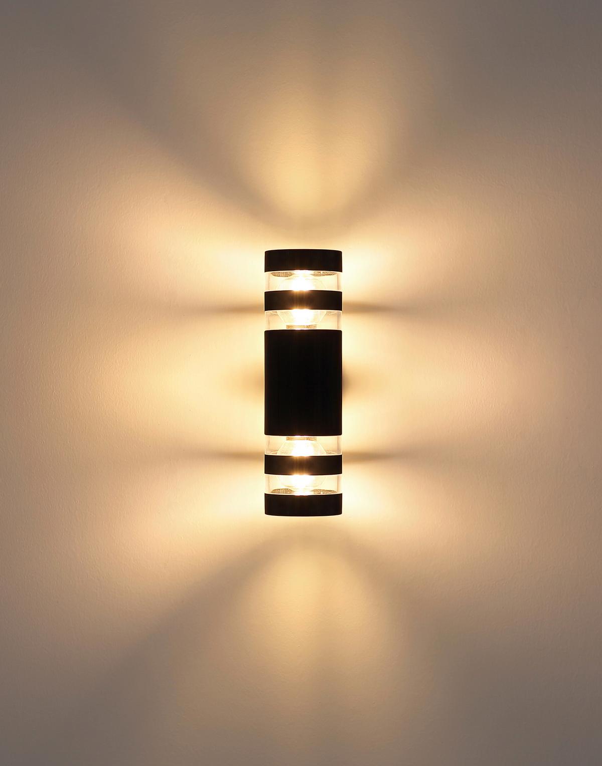 WANDLEUCHTE 78260S HAYES - Klar/Schwarz, Basics, Glas/Kunststoff (22/6,5/6,5cm) - Globo