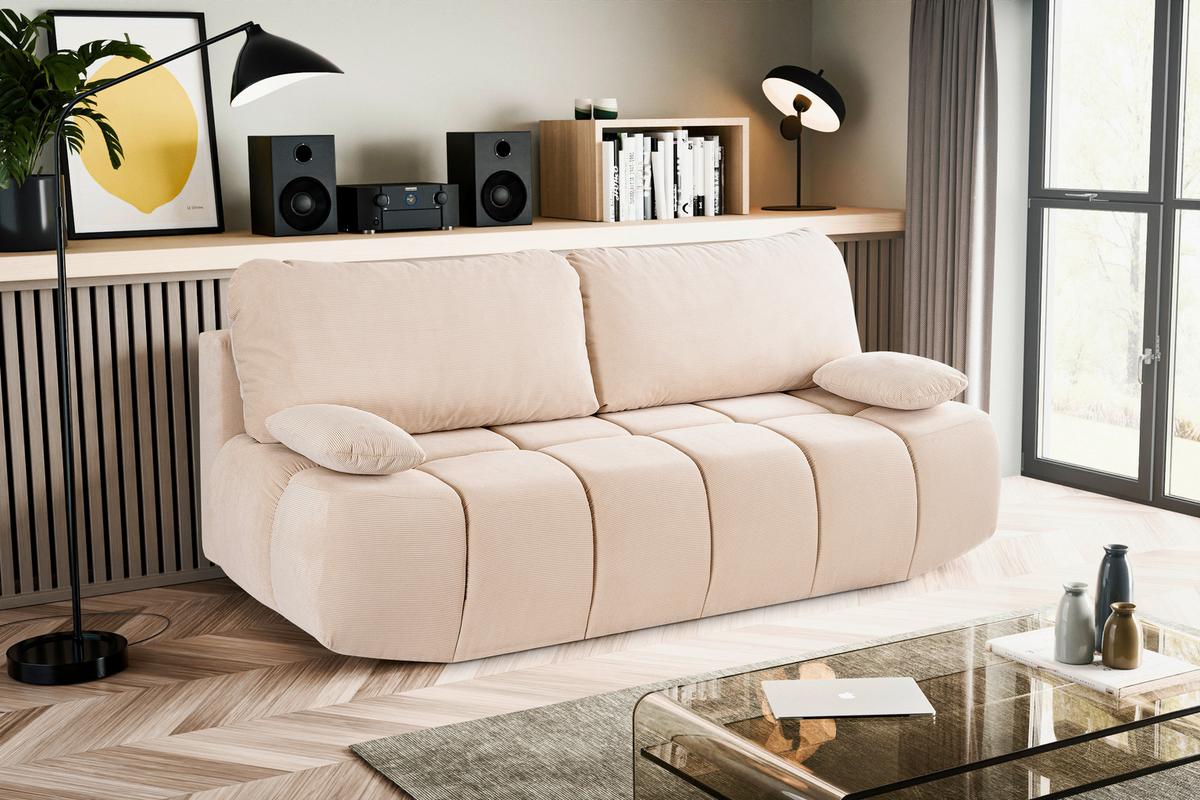 Schlafsofa Lauder Beige - Beige/Schwarz, Basics, Holz/Kunststoff (207/93/105cm) - MID.YOU