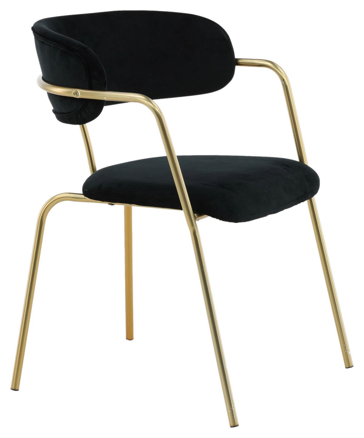 Stuhl-Set Arrow 2er-Set ca. 58x79 cm Samt Schwarz - Messingfarben/Schwarz, Design, Textil/Metall (58/79/61cm) - Livetastic
