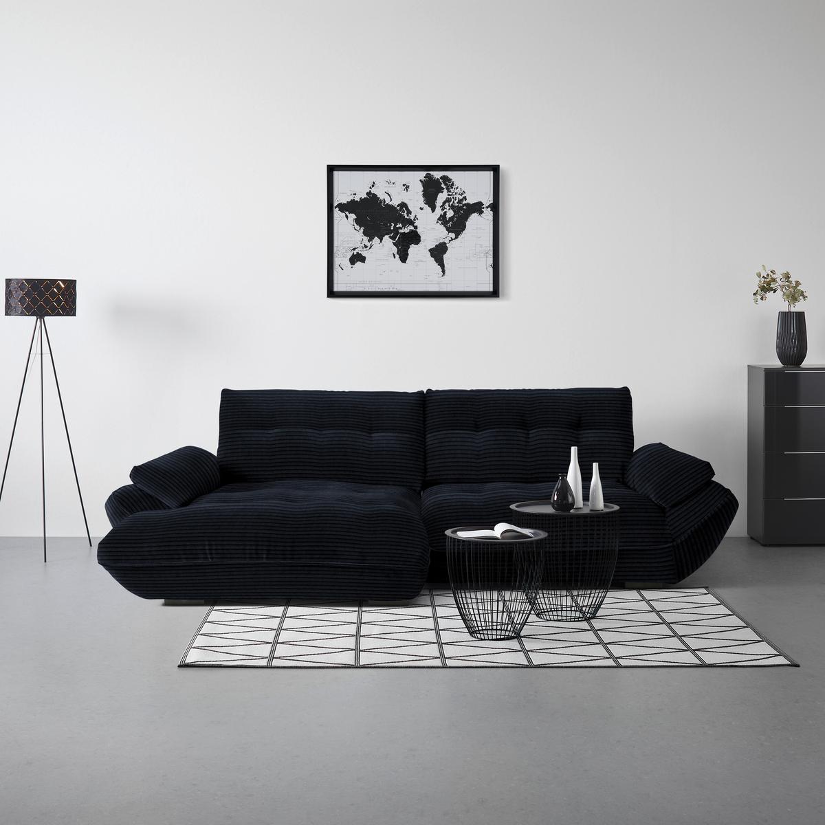 Wohnlandschaft Vivo Dunkelgrau - Dunkelgrau/Schwarz, MODERN, Kunststoff/Textil (179/63/317cm) - Based