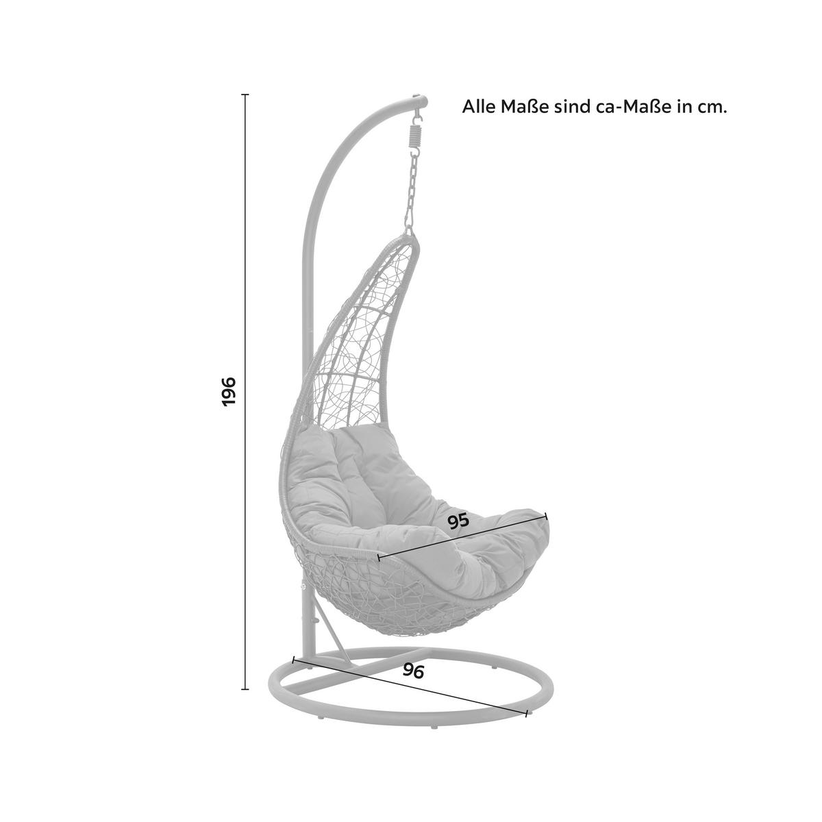 Hängesessel Rosi inkl. Kissen Outdoorstoff - Dunkelgrau, MODERN, Kunststoff/Textil (95/196/96cm) - Bessagi Garden