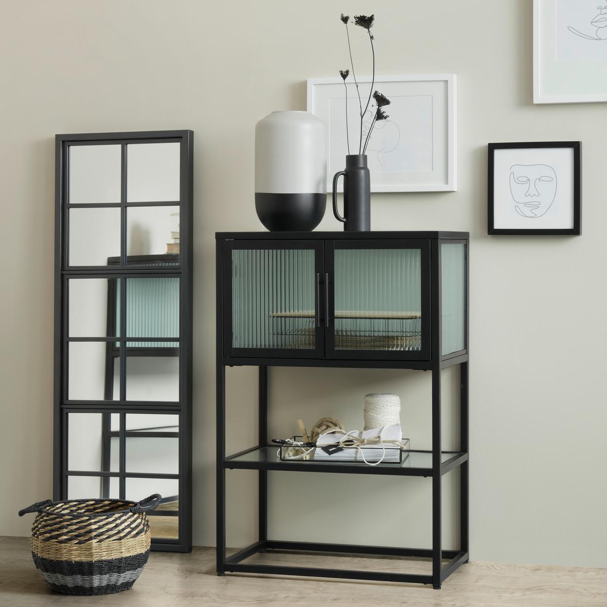 Kommode Cube in Schwarz - Klar/Schwarz, MODERN, Glas/Metall (60/90/38cm) - Mömax