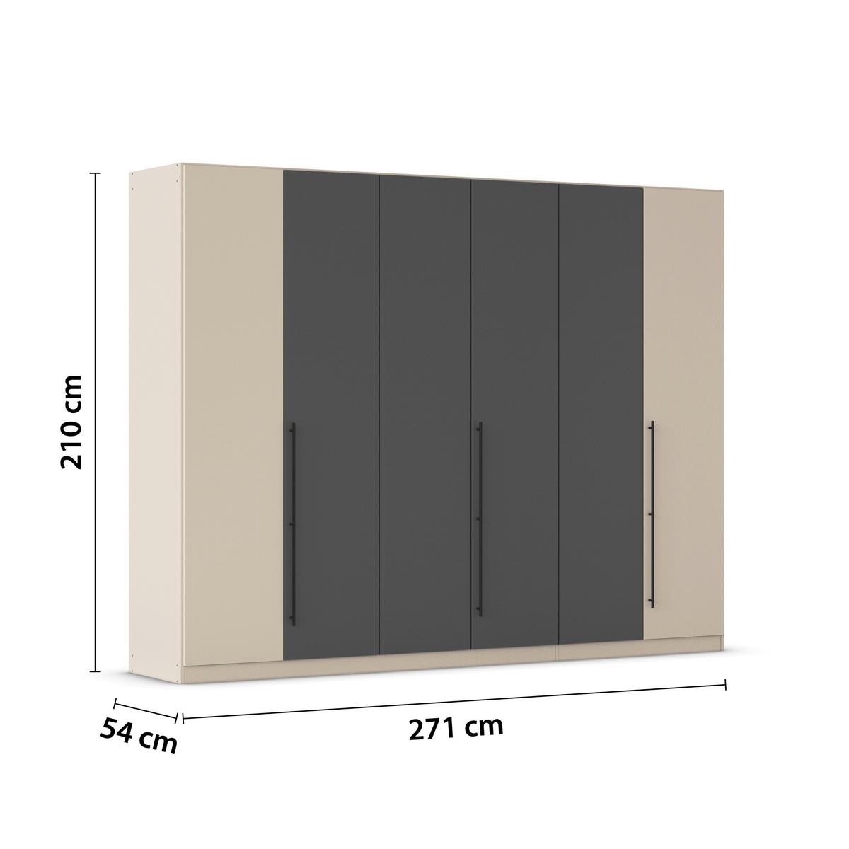 Șifonier Safari - gri/șampanie, Konventionell, material pe bază de lemn (271/210/54cm)