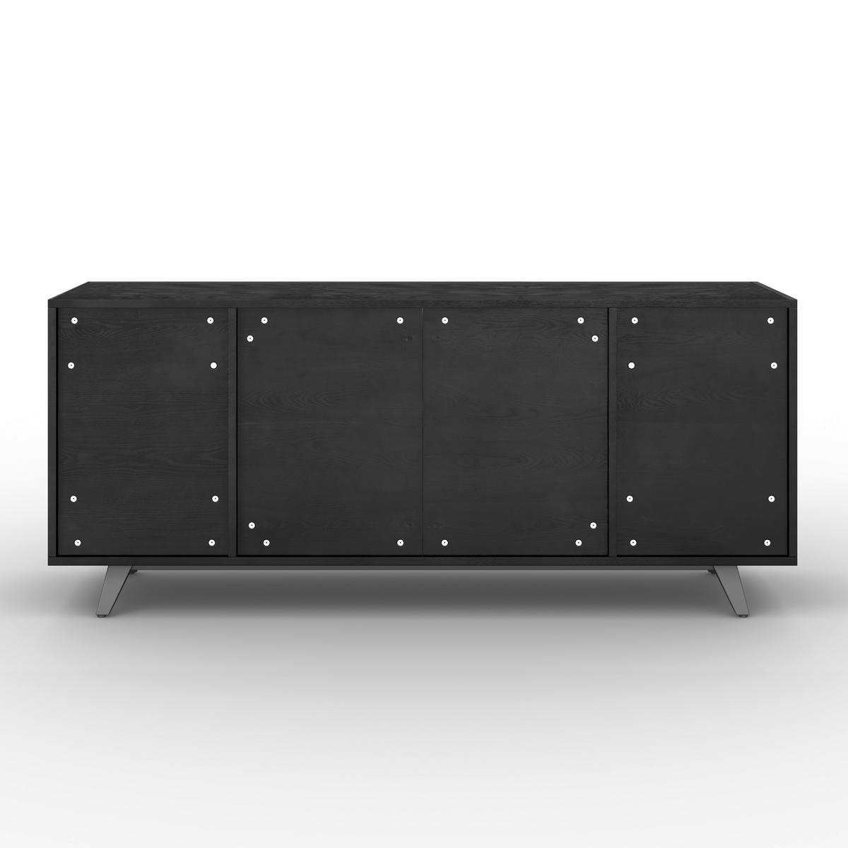 Sideboard Zelia Holz/Glas Schwarz - Schwarz, MODERN, Glas/Holz (180/77/45cm) - Bessagi Home