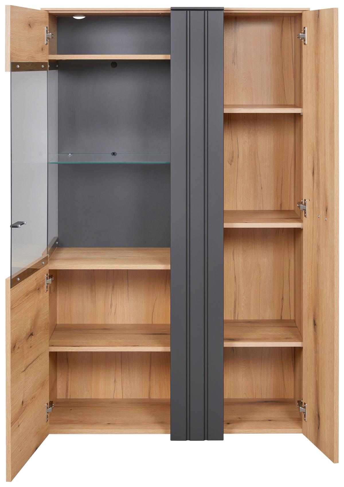Vitrine Verdana in Eiche/Grau - MODERN, Glas/Holzwerkstoff (93,6/152/44,8cm) - Mömax
