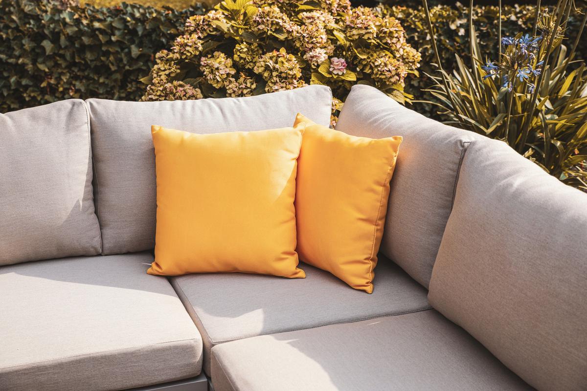 Loungegarnitur 3-tlg. Aruba Holz/Metall/Textil mit Kissen - Grau, Basics, Holz/Textil (175/70/175cm) - Gardenson