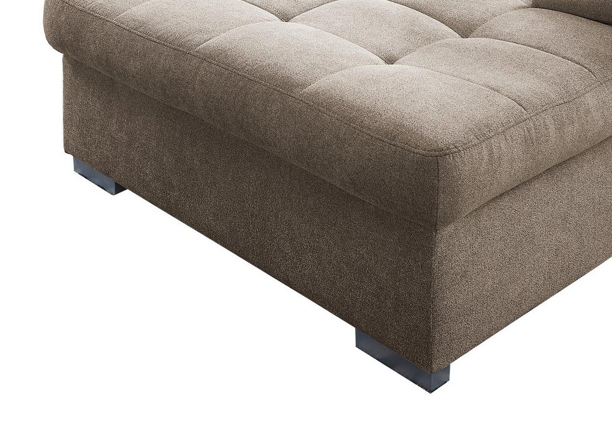 Wohnlandschaft Zira Taupe Nylon/Mikrofaser - Taupe/Chromfarben, Design, Kunststoff/Textil (212/330/169cm) - Livetastic