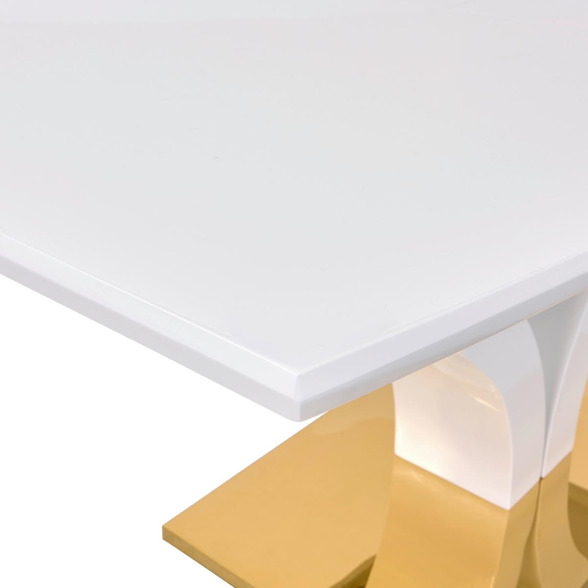 Jedilna Miza Jade Az, Bela, 140-180x90 - zlate barve/bela, Konvencionalno, kovina/leseni material (140-180/76/90cm) - MID.YOU