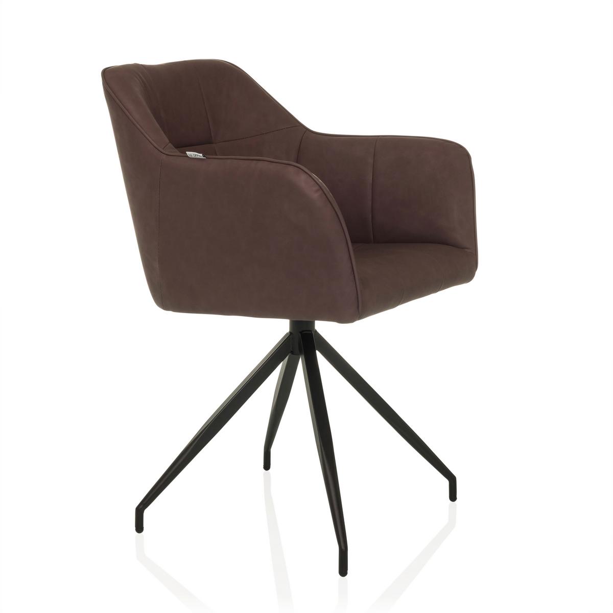 Naslanjač Elverum Spu, Temno Rjava - črna/temno rjava, Moderno, kovina/usnje (61/90/56cm) - MID.YOU