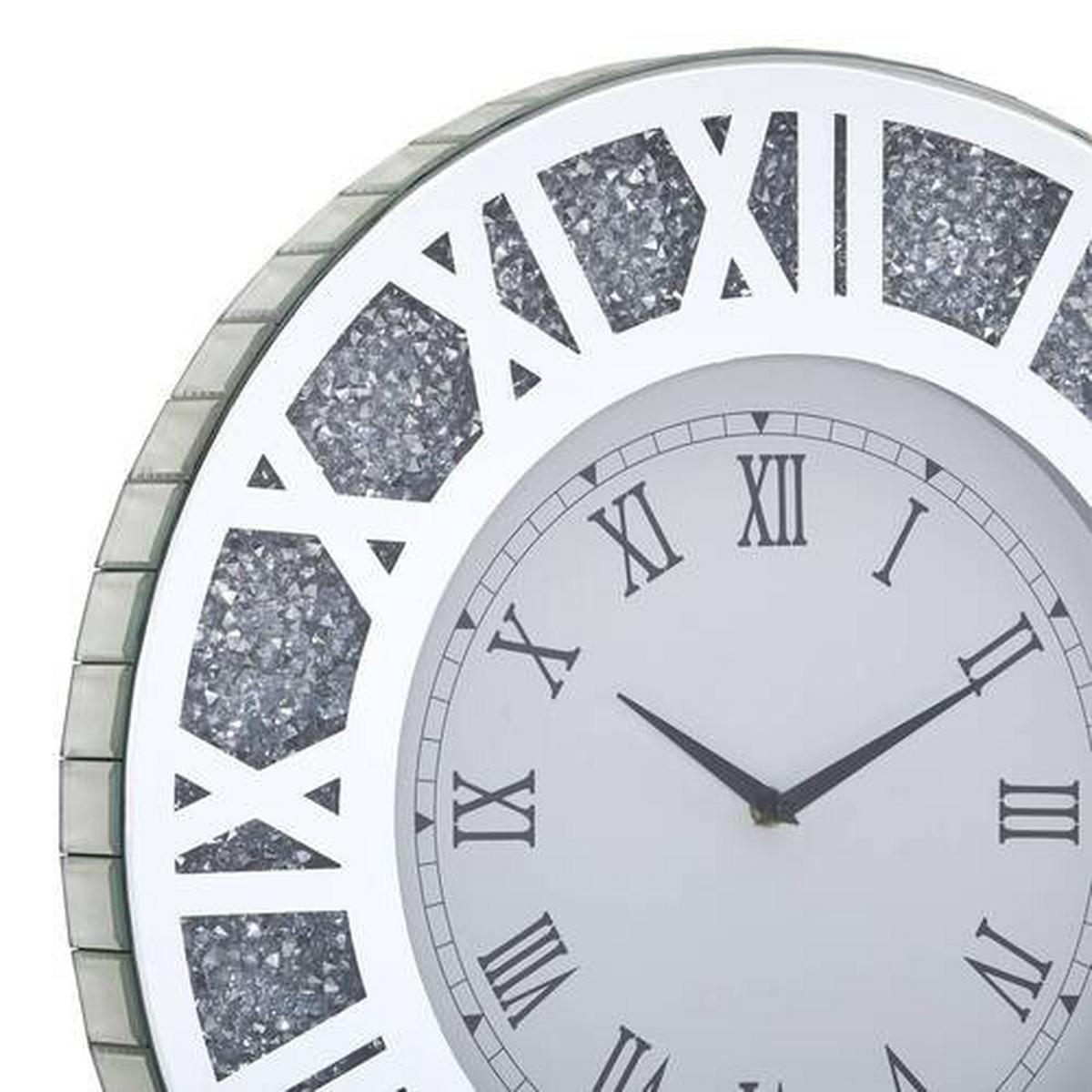 ZEGAR ŚCIENNY ELISE - kolor srebrny, Trend, materiał drewnopochodny/tworzywo sztuczne (50/50/4,4cm) - Xora