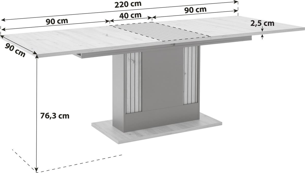 Stol Na Izvlačenje Amare - Moderno, drvni materijal (180-220/76,3/90cm)