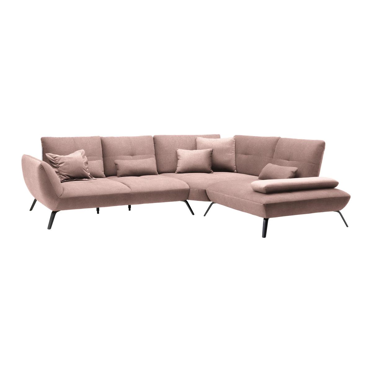 Wohnlandschaft Trendy Rosa - Schwarz/Rosa, MODERN, Holzwerkstoff/Textil (310/93/250cm) - Premium Living