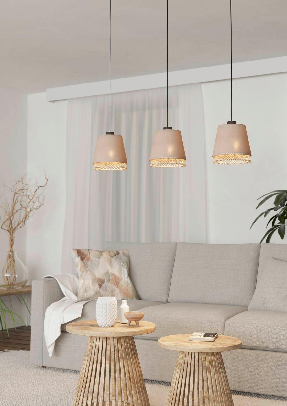 LAMPA WISZĄCA TABLEY - kolor naturalny/czarny, Basics, metal/drewno (89/19/110cm) - Eglo